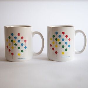 Set of 2 Vintage 80s Rainbow Balloon Ceramic Coffee Tea Mugs | Betallic Inc